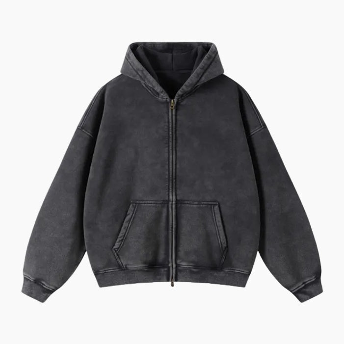Heavyweight Zipped Hoodie - Black