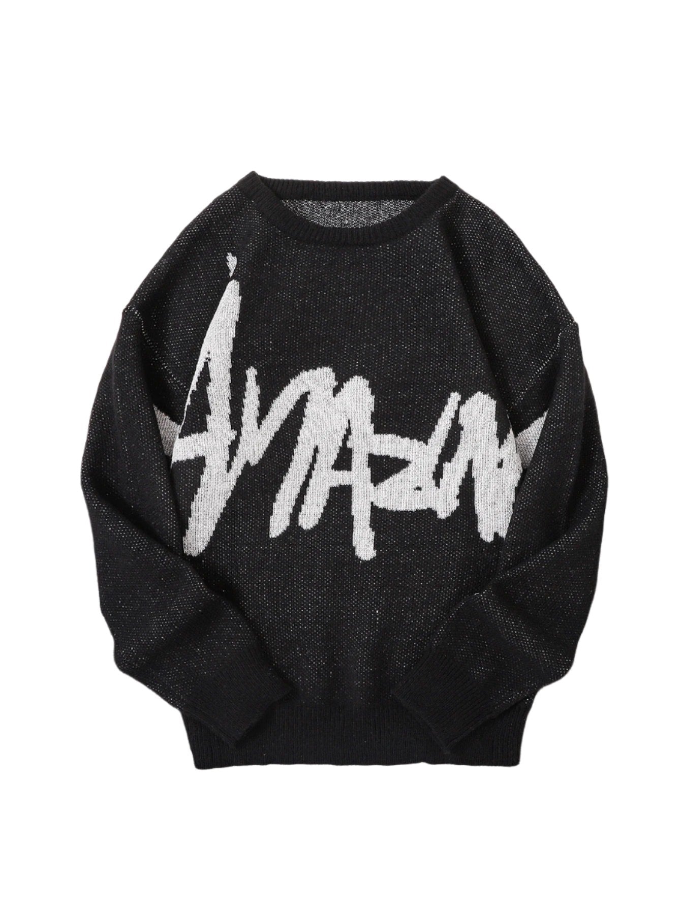 Graffiti Jacquard Knitted Sweater - Strada Fashion