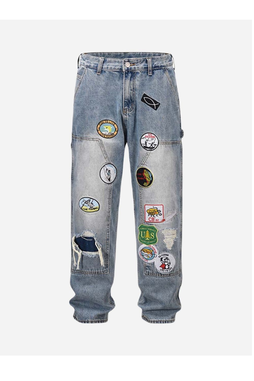 Jeans With Flare Design Patch - Strada Fashion