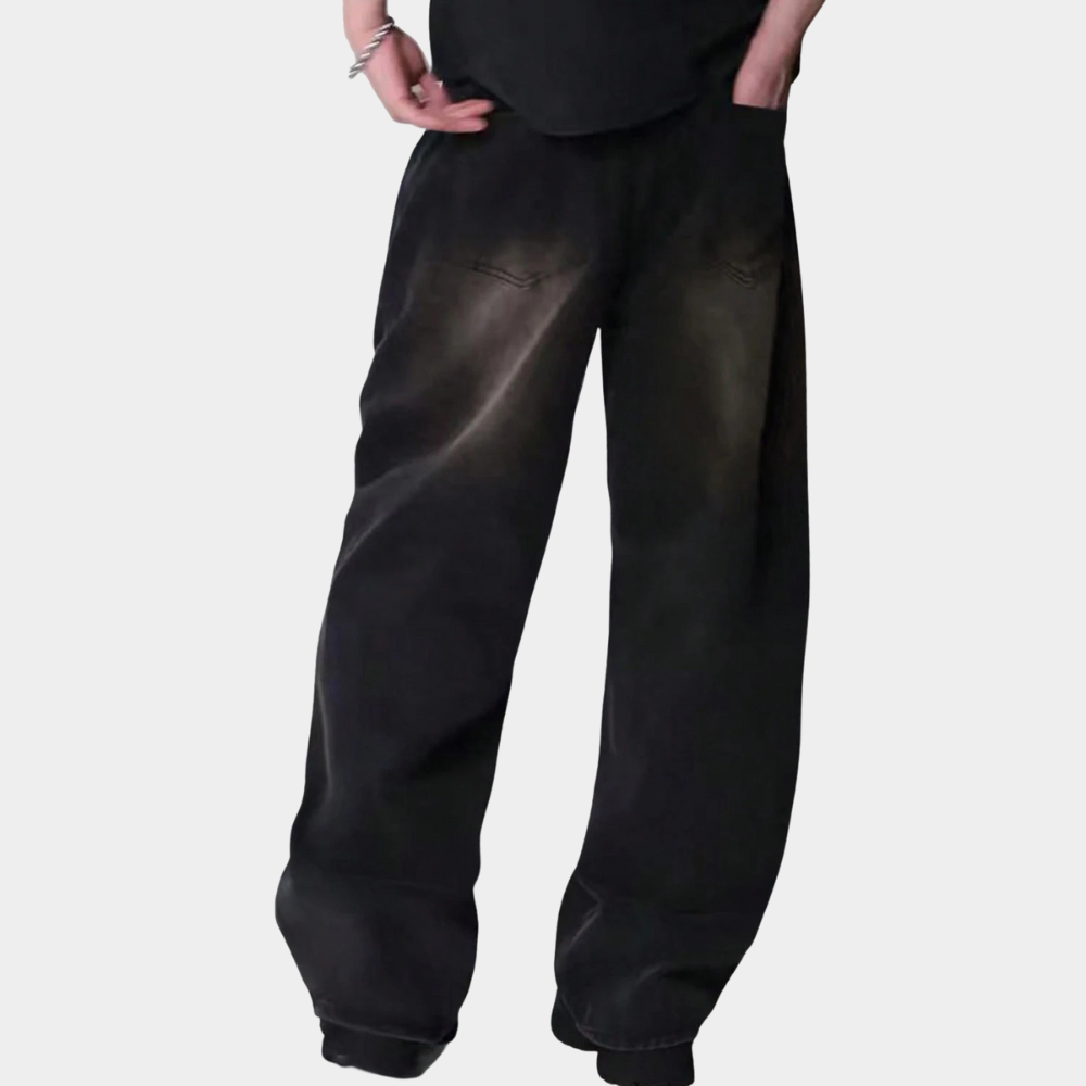 Wide Leg Jeans Black - Grey