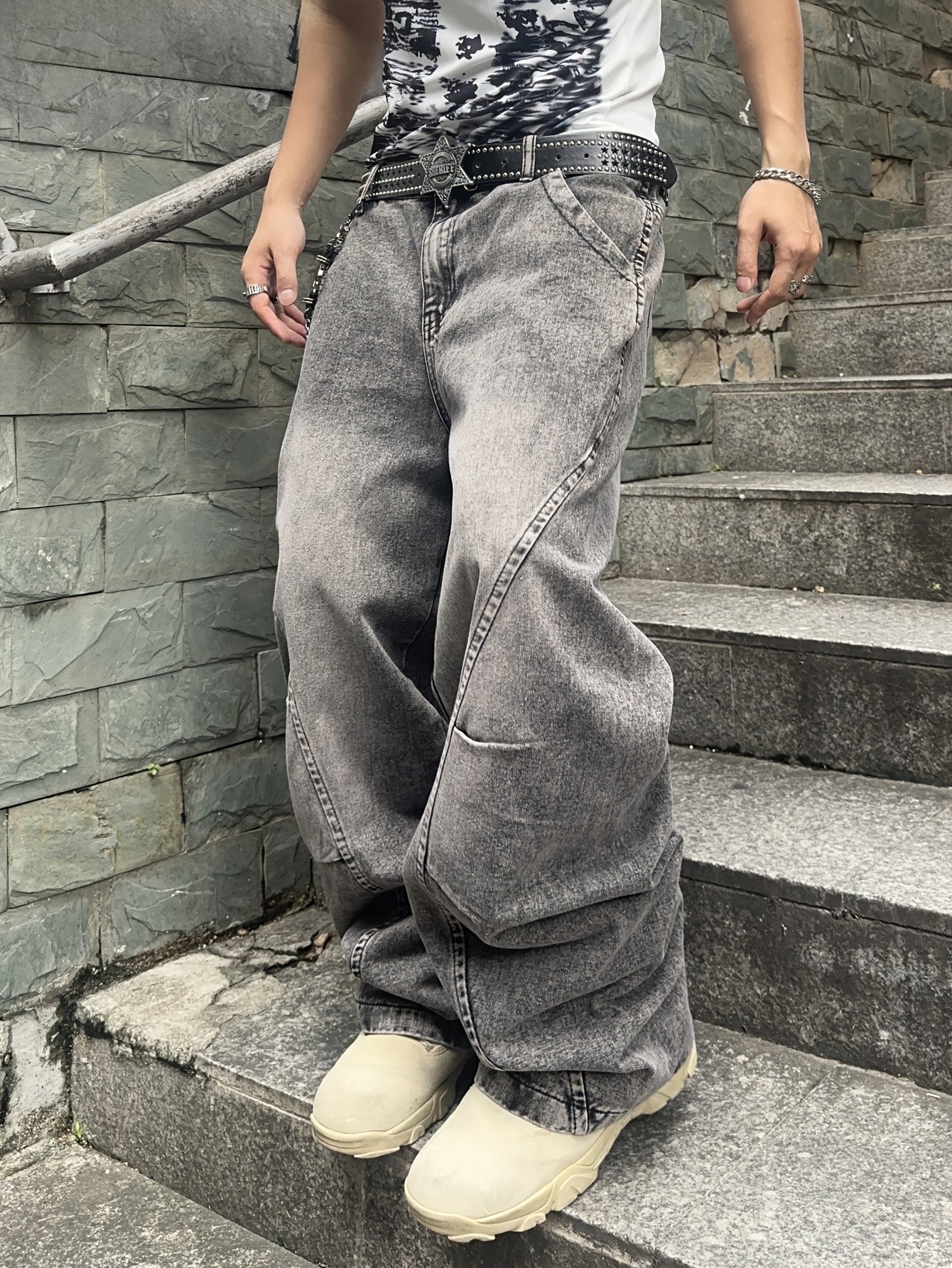 Jeans Baggy Grigio Washed