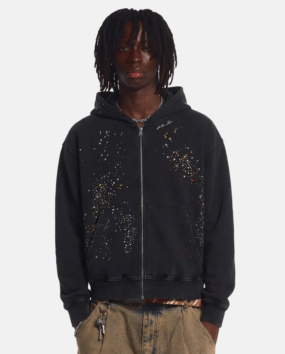 Rhinestone Zip-Through hoodie