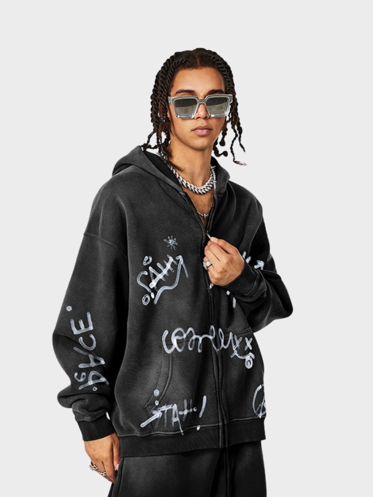 'Grafitti Washed' Felpa con zip