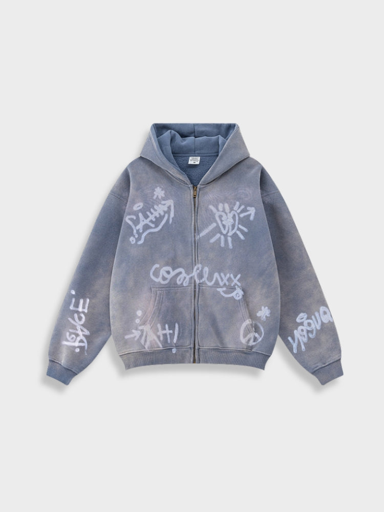 'Grafitti Washed' Felpa con zip