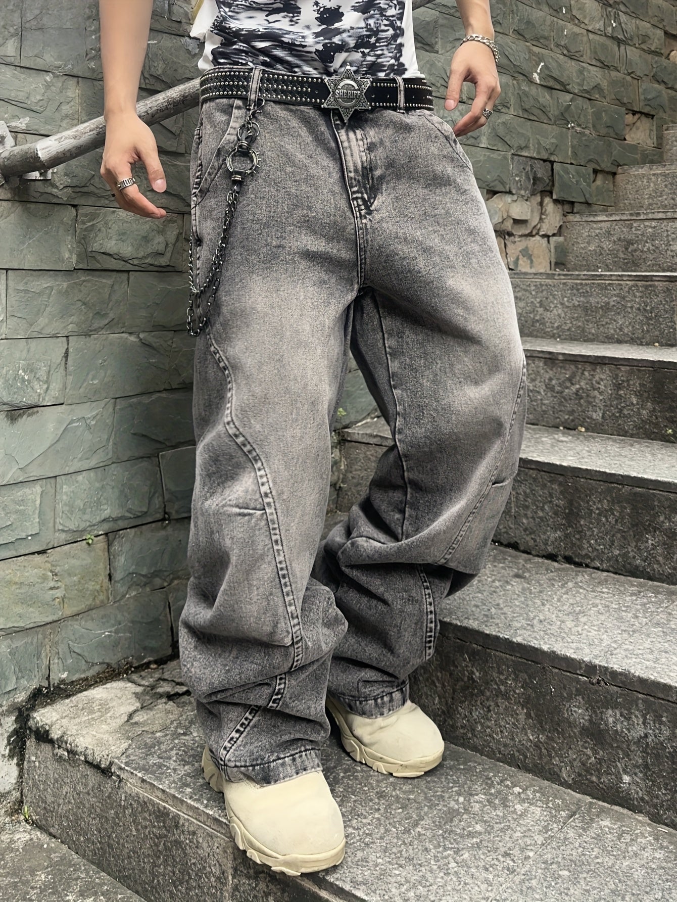 Jeans Baggy Grigio Washed