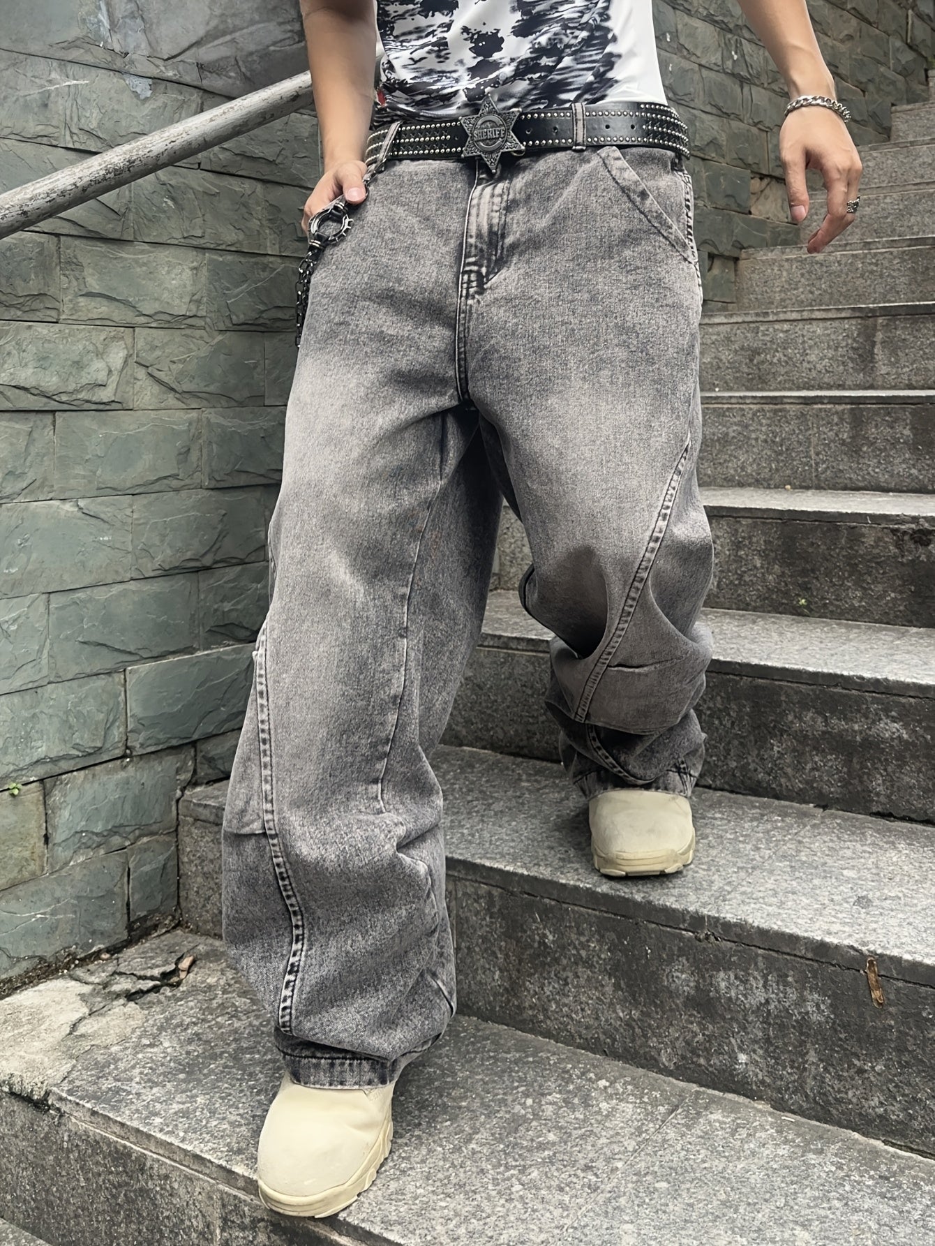 Jeans Baggy Grigio Washed