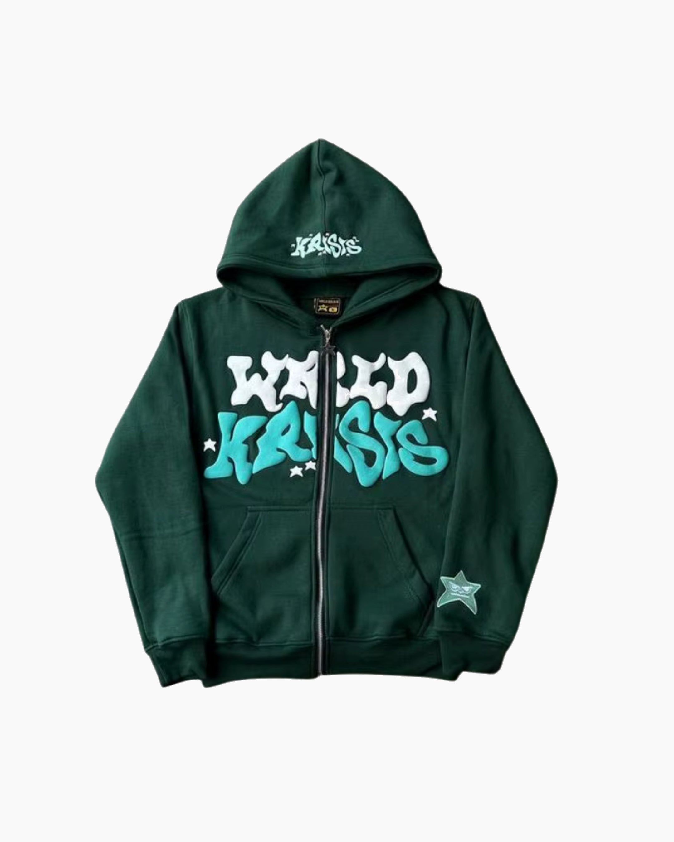 Graphic Puff Print Zip-Up Hoodie