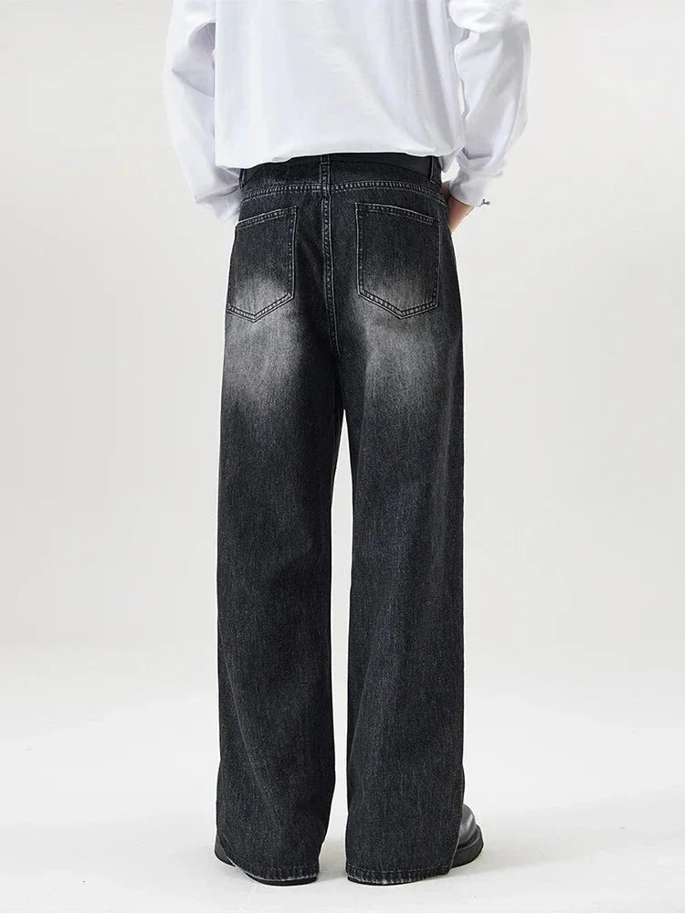 Washed Baggy Straight Jeans - Strada Fashion