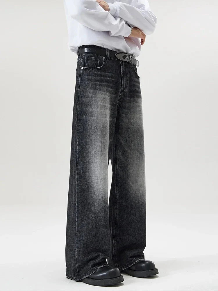 Washed Baggy Straight Jeans - Strada Fashion
