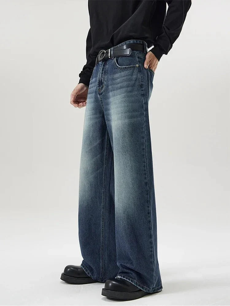 Washed Baggy Straight Jeans - Strada Fashion