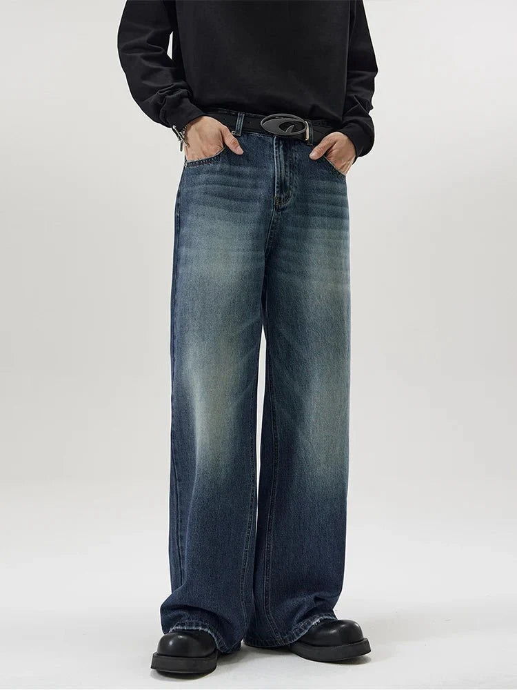 Washed Baggy Straight Jeans - Strada Fashion