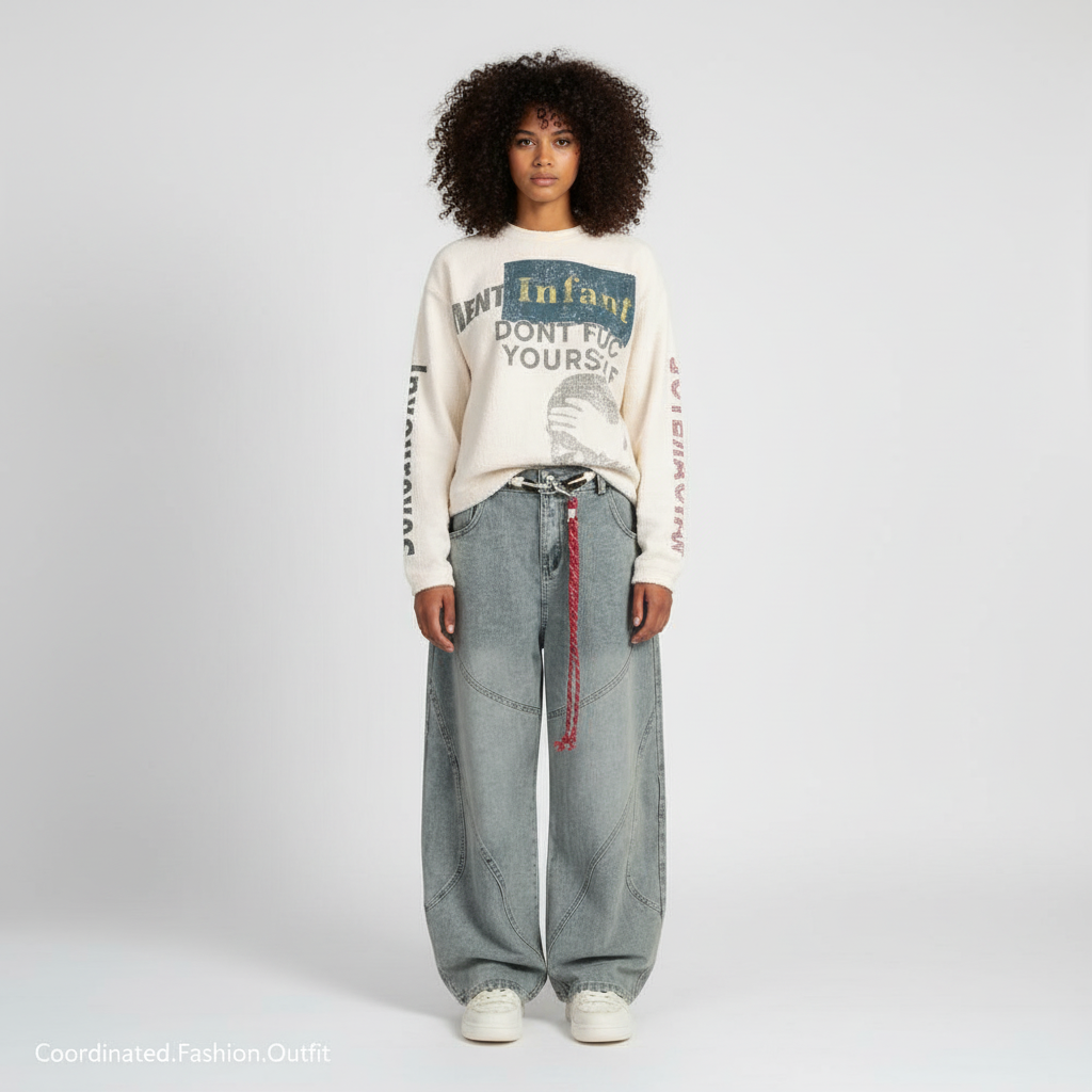 Dune Patchwork Barrel Jeans