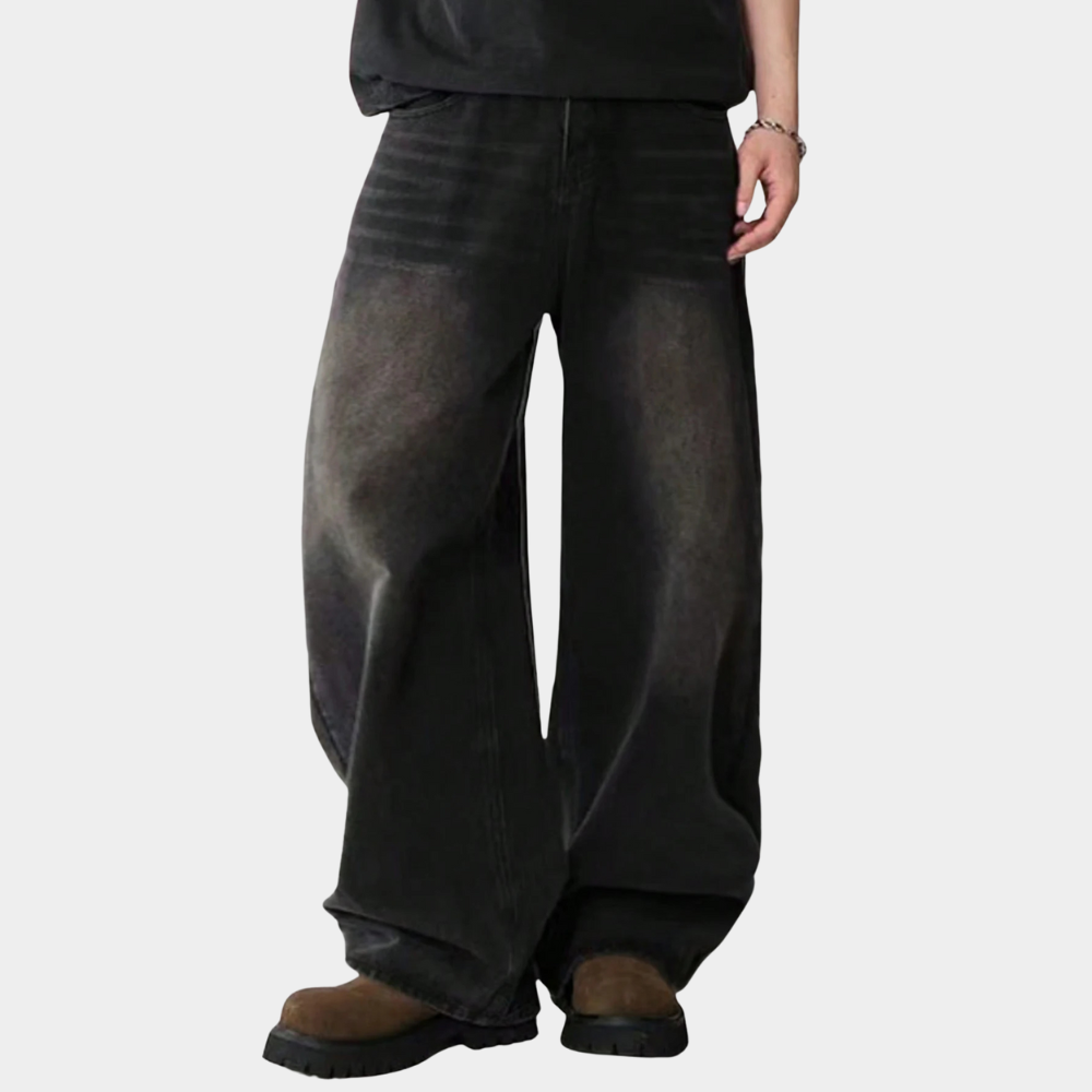 Wide Leg Jeans Black - Grey