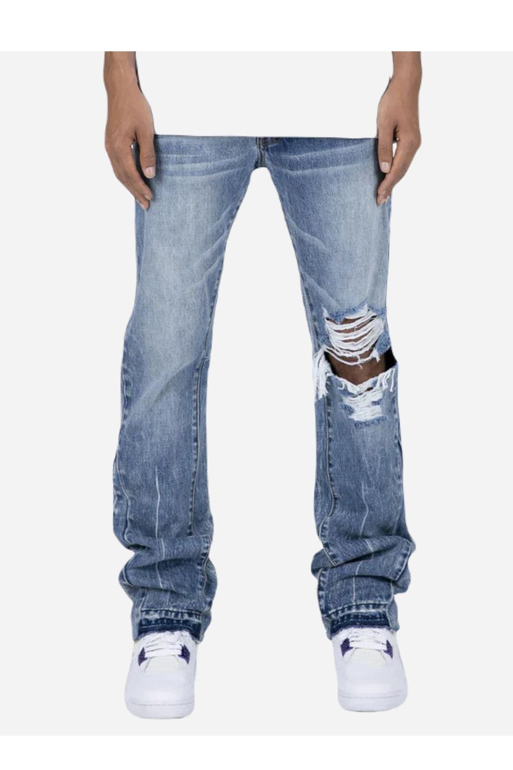 Jeans With Flare Design Ripped - Strada Fashion