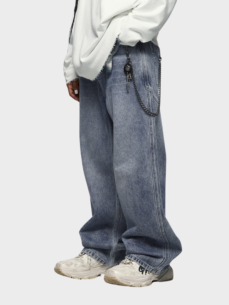 Jeans baggy in denim - Blu
