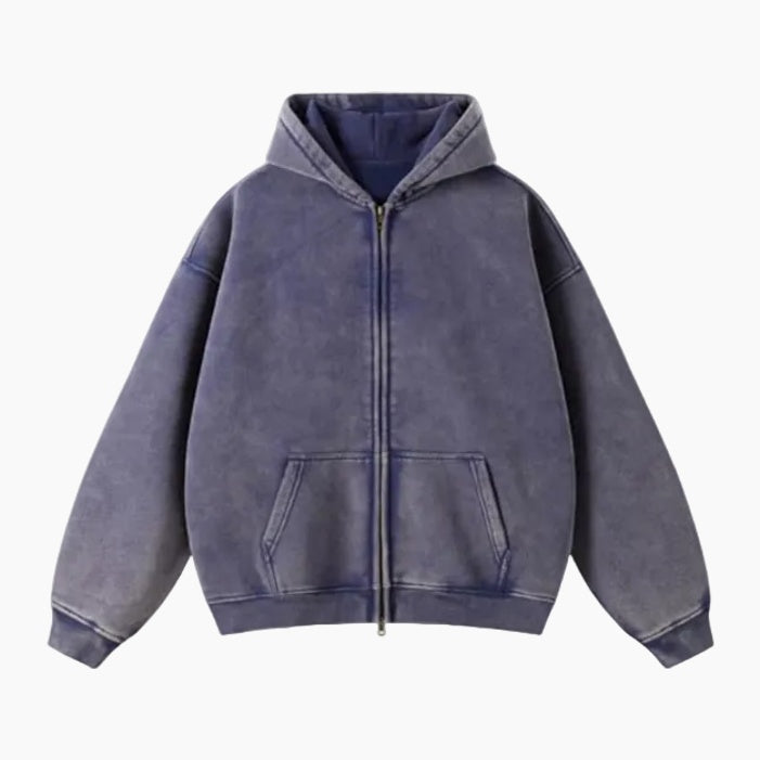 Heavyweight Zipped Hoodie - Navy Blue