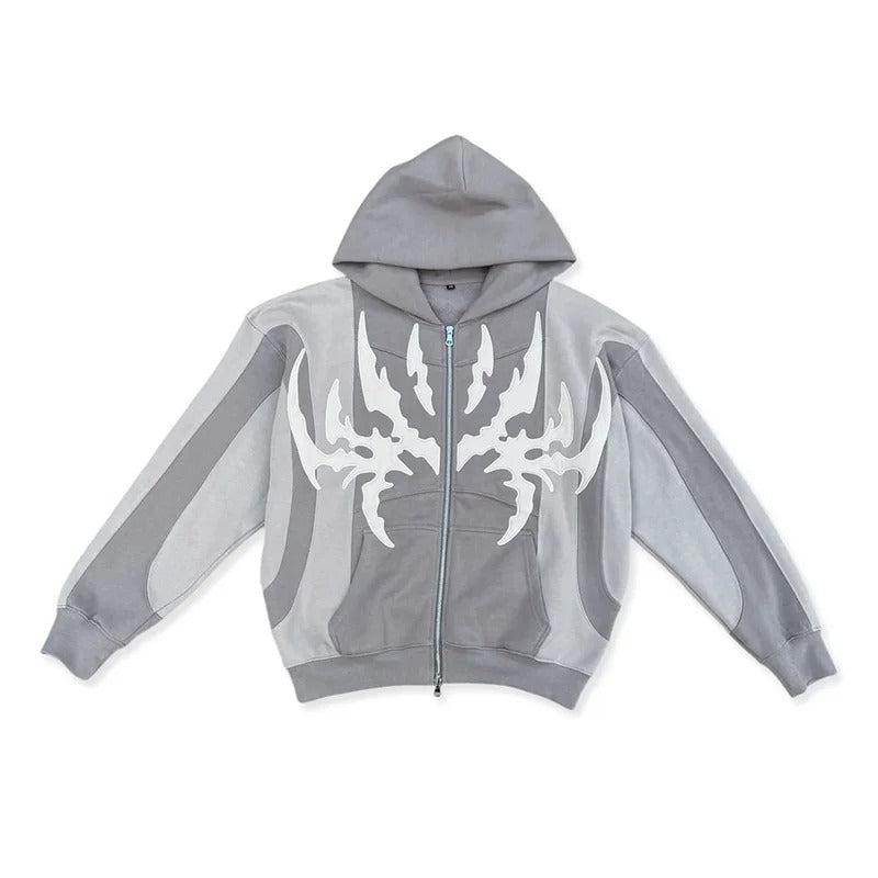 'Spliced'Embroidered Hoodie - Strada Fashion