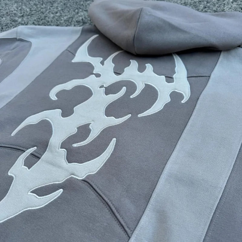 'Spliced'Embroidered Hoodie - Strada Fashion