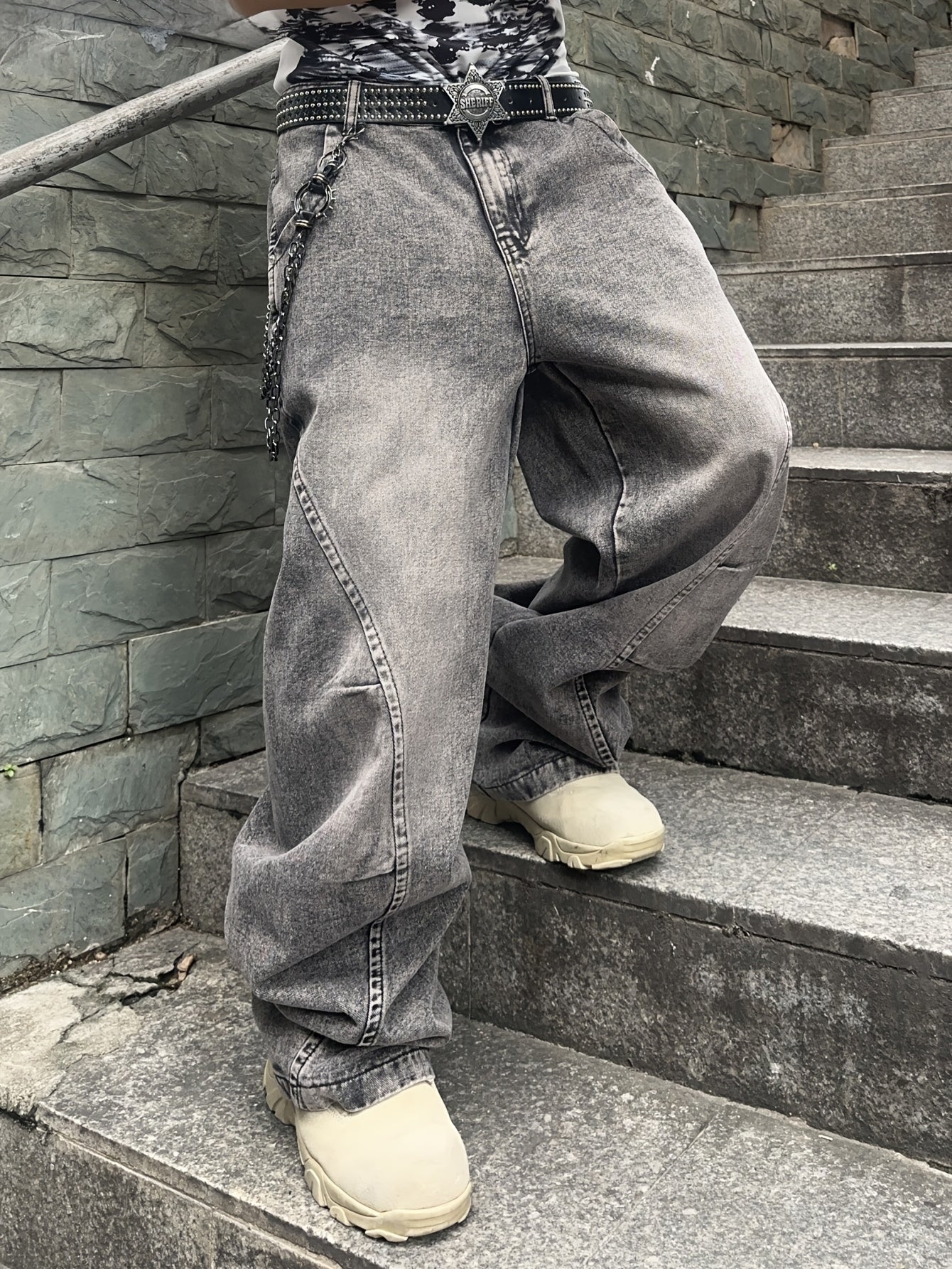 Jeans Baggy Grigio Washed