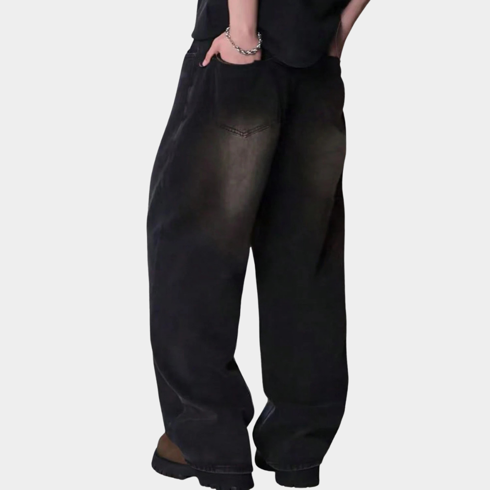 Wide Leg Jeans Black - Light Blue