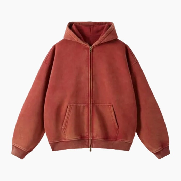 Heavyweight Zipped Hoodie - Red