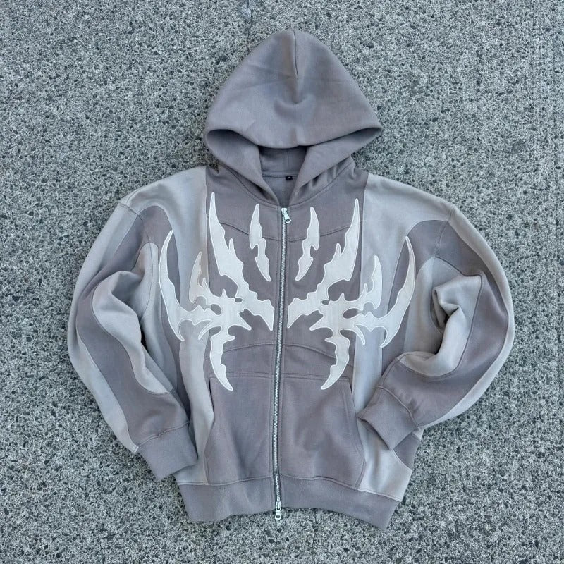 'Spliced'Embroidered Hoodie - Strada Fashion
