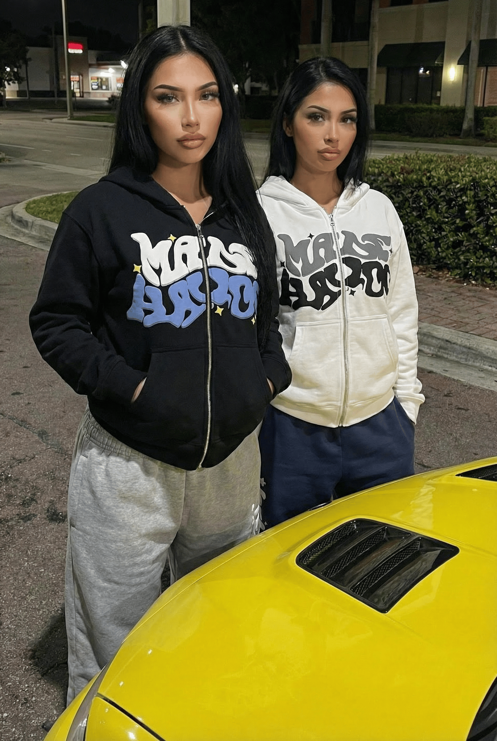 Graphic Puff Print Zip-Up Hoodie