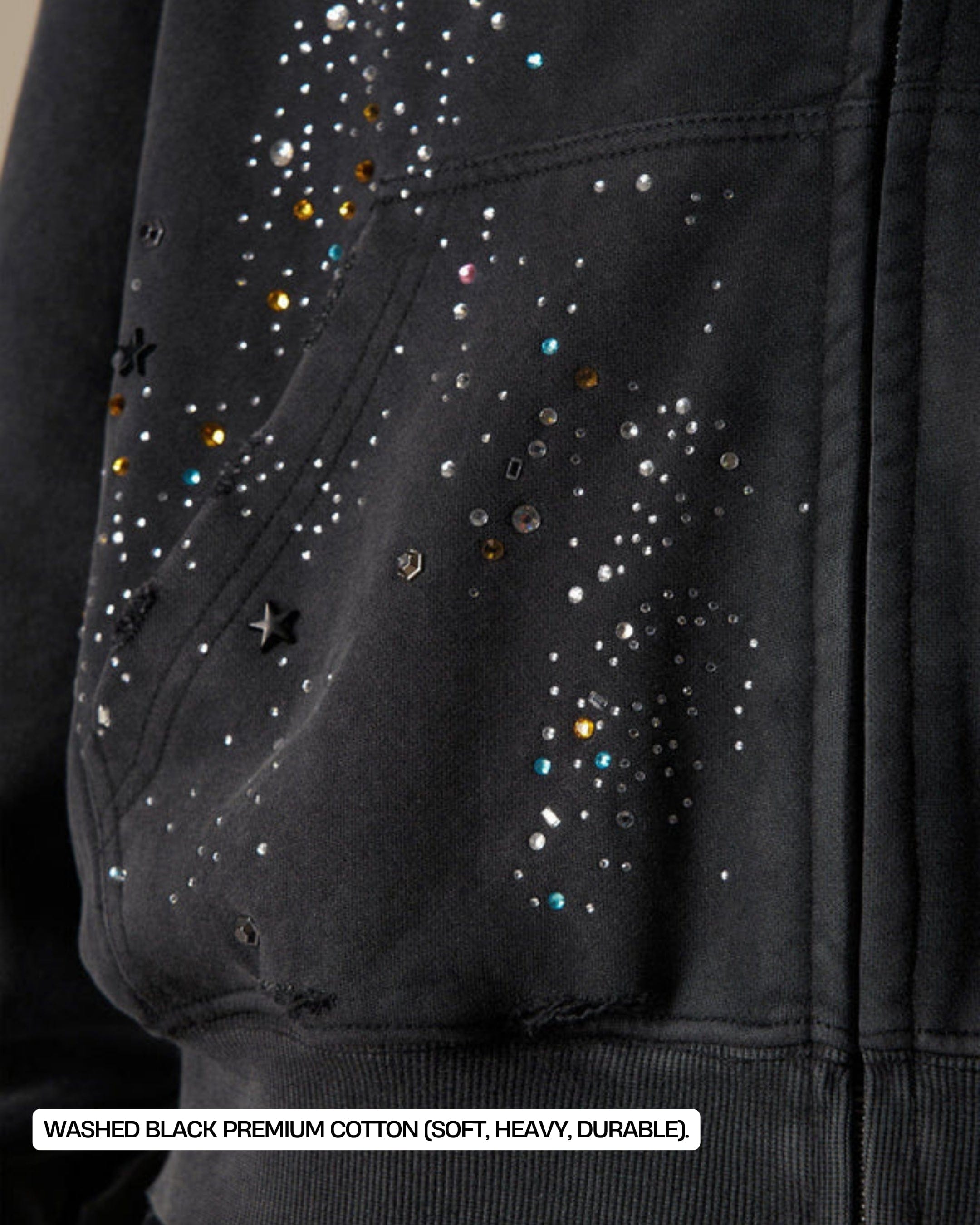 Rhinestone Zip-Through hoodie