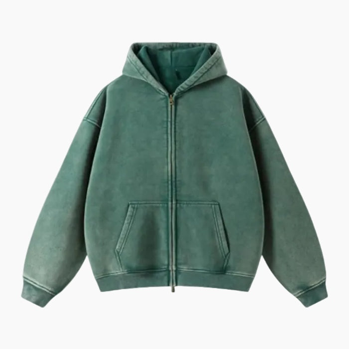 Heavyweight Zipped Hoodie - Light-Gray