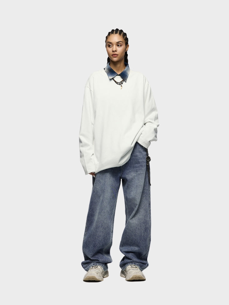 Jeans baggy in denim - Blu