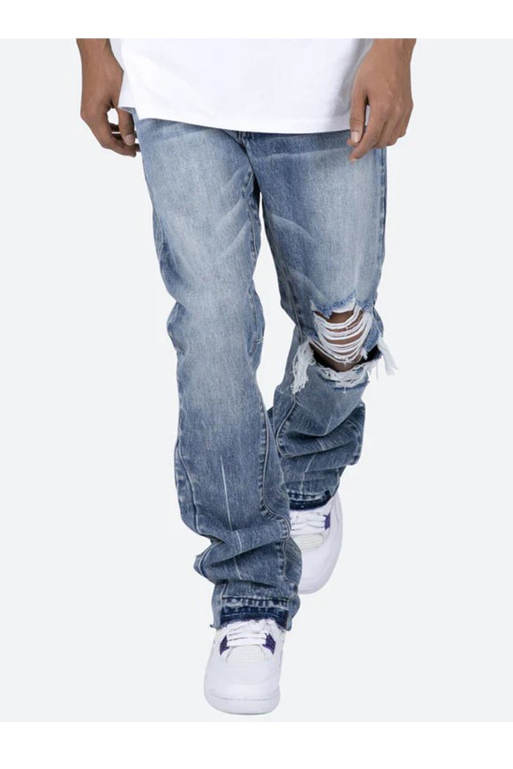 Jeans With Flare Design Ripped - Strada Fashion