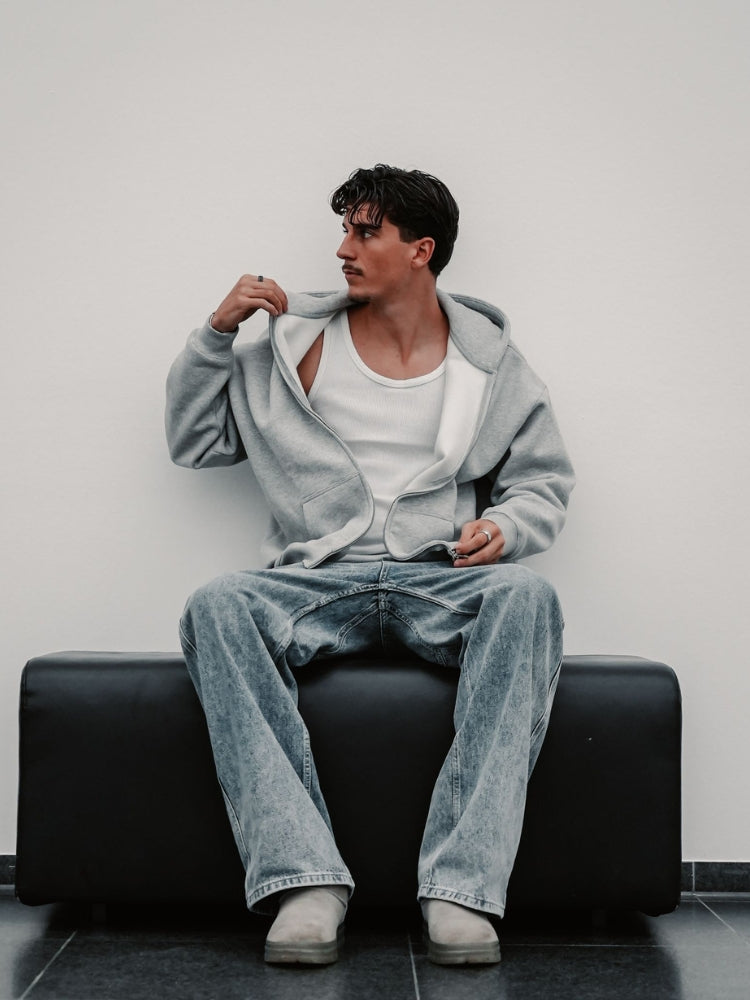 Jeans baggy in denim - Blu