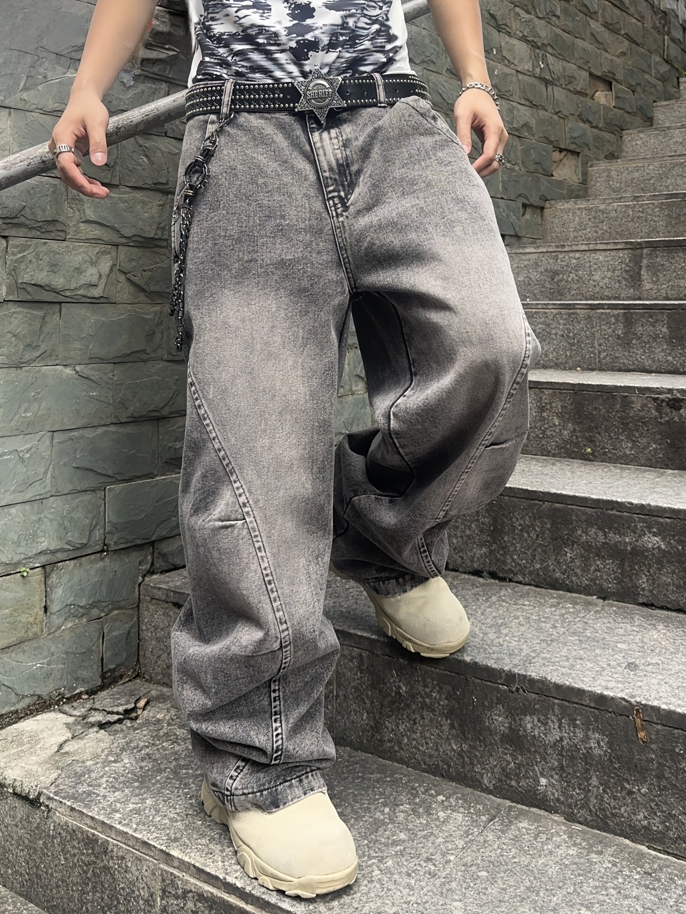 Jeans Baggy Grigio Washed