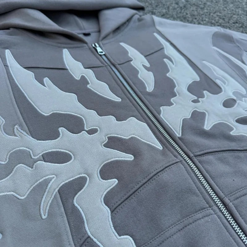 'Spliced'Embroidered Hoodie - Strada Fashion
