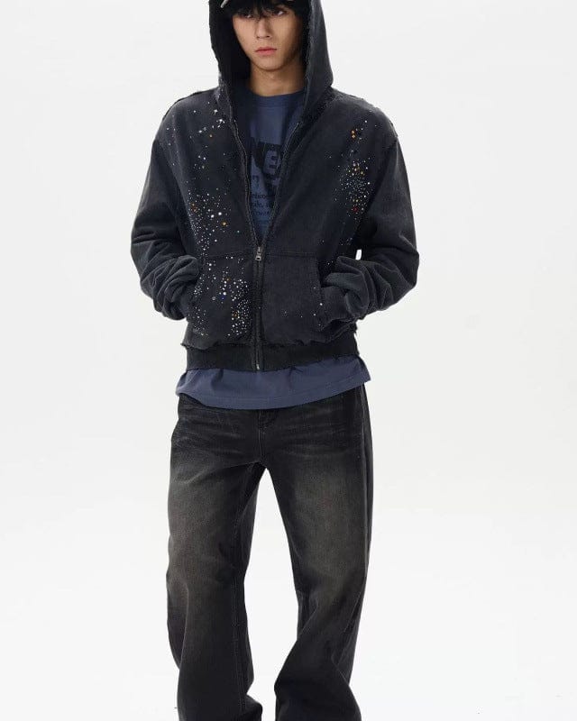 Rhinestone Zip-Through hoodie
