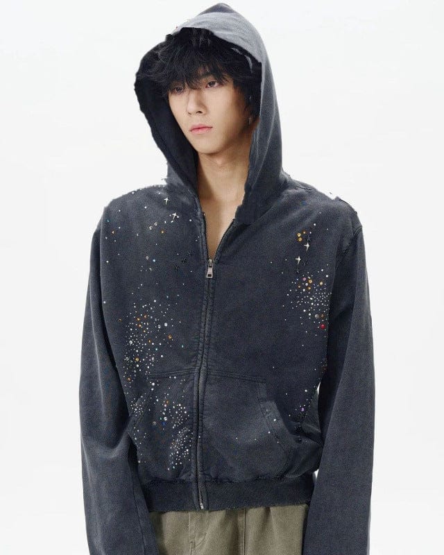 Rhinestone Zip-Through hoodie