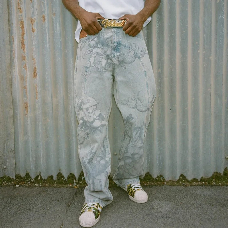 Cupid Graphic Baggy Jeans