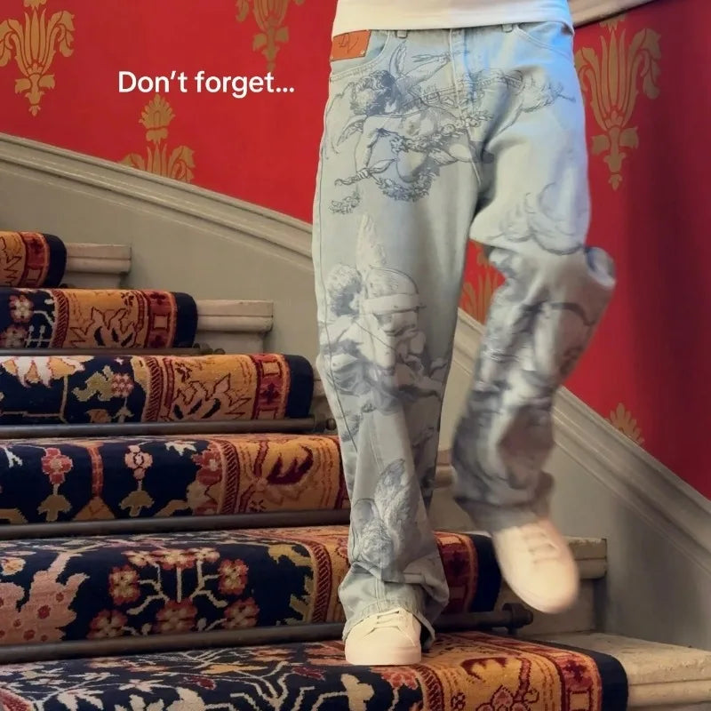 Cupid Graphic Baggy Jeans
