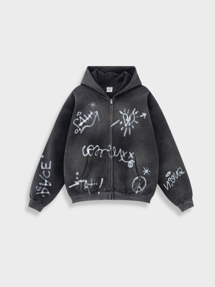 'Grafitti Washed' Felpa con zip
