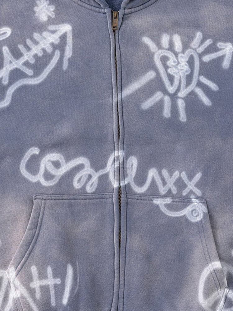 'Grafitti Washed' Felpa con zip