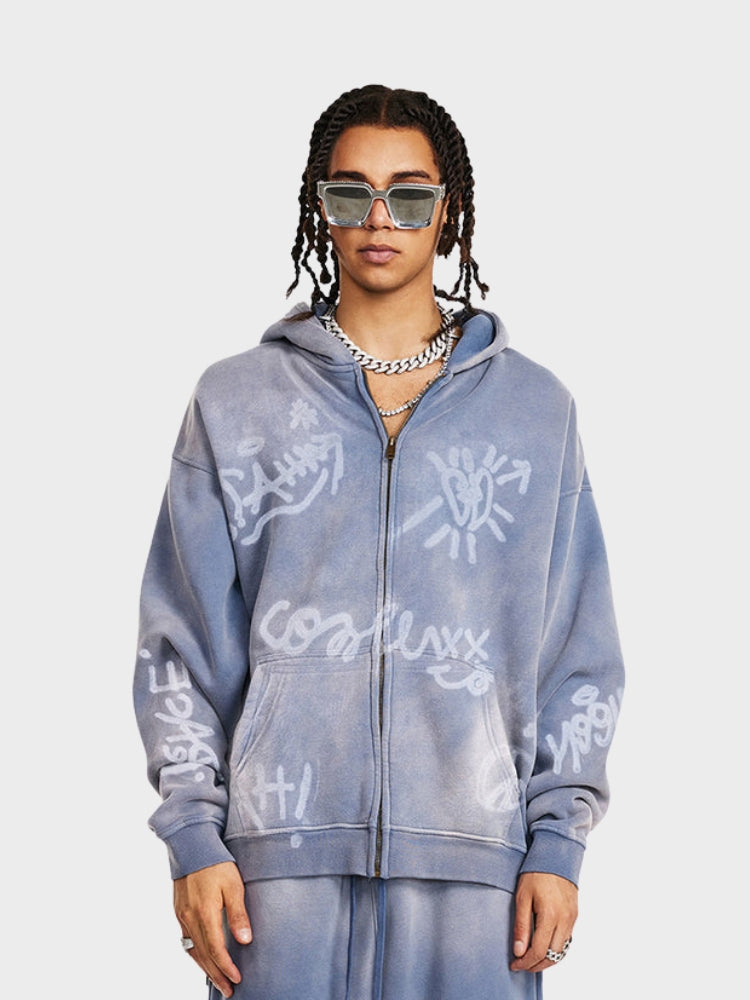 'Grafitti Washed' Felpa con zip