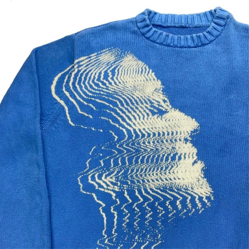'Disorted' Knitted Sweater - Blue - Strada Fashion
