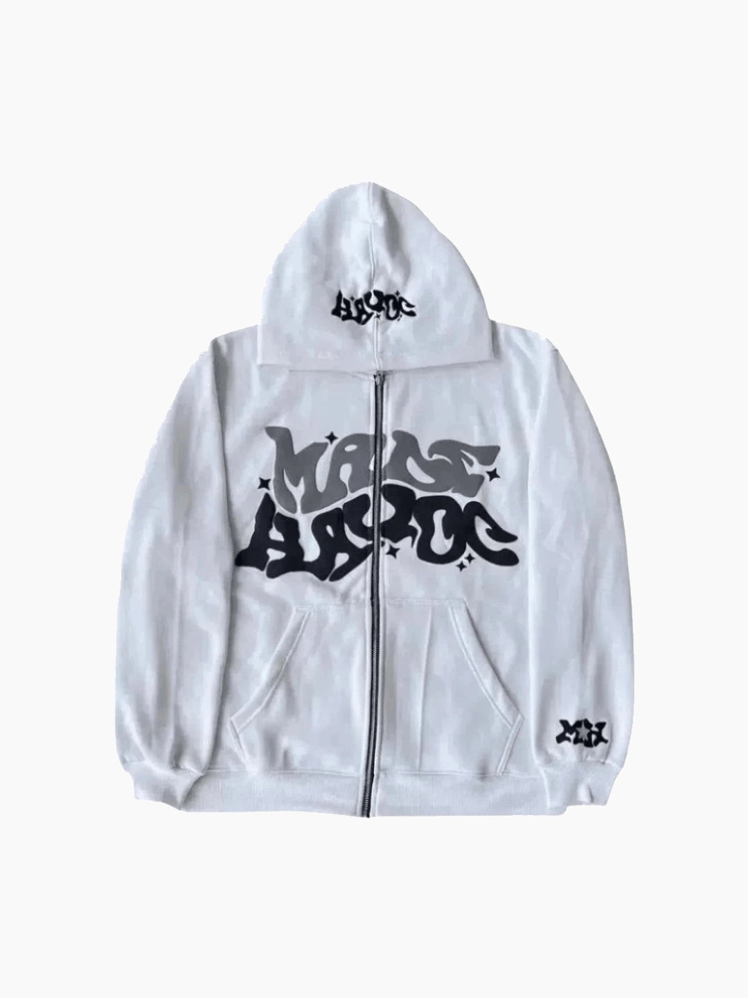 Graphic Puff Print Zip-Up Hoodie