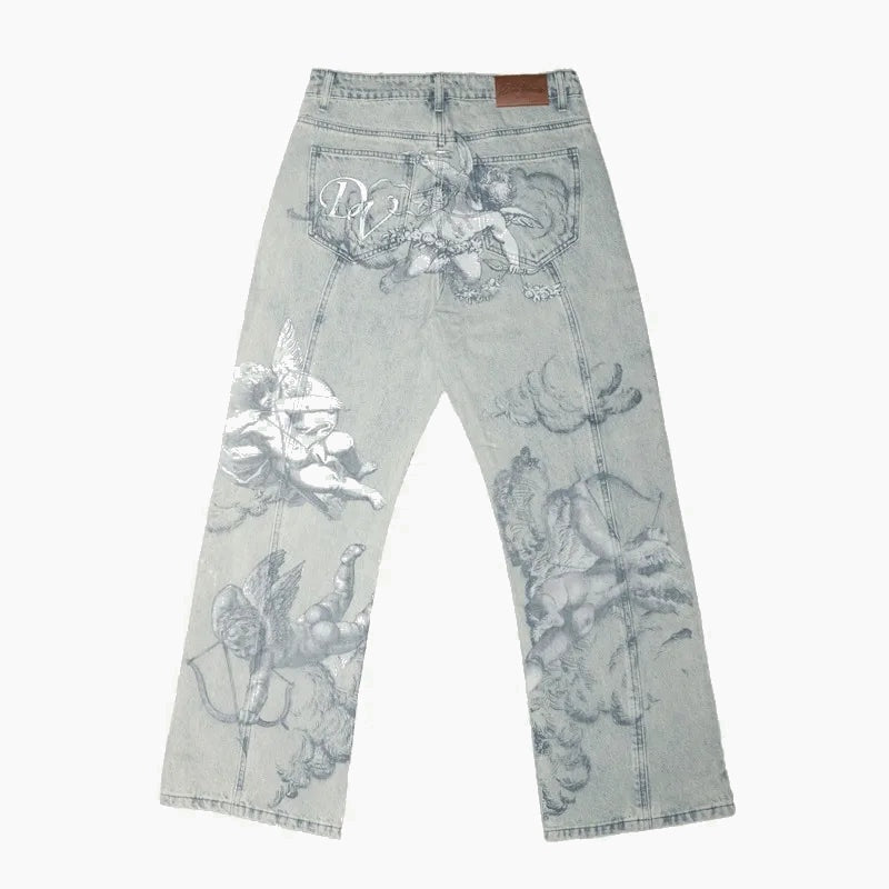 Cupid Graphic Baggy Jeans