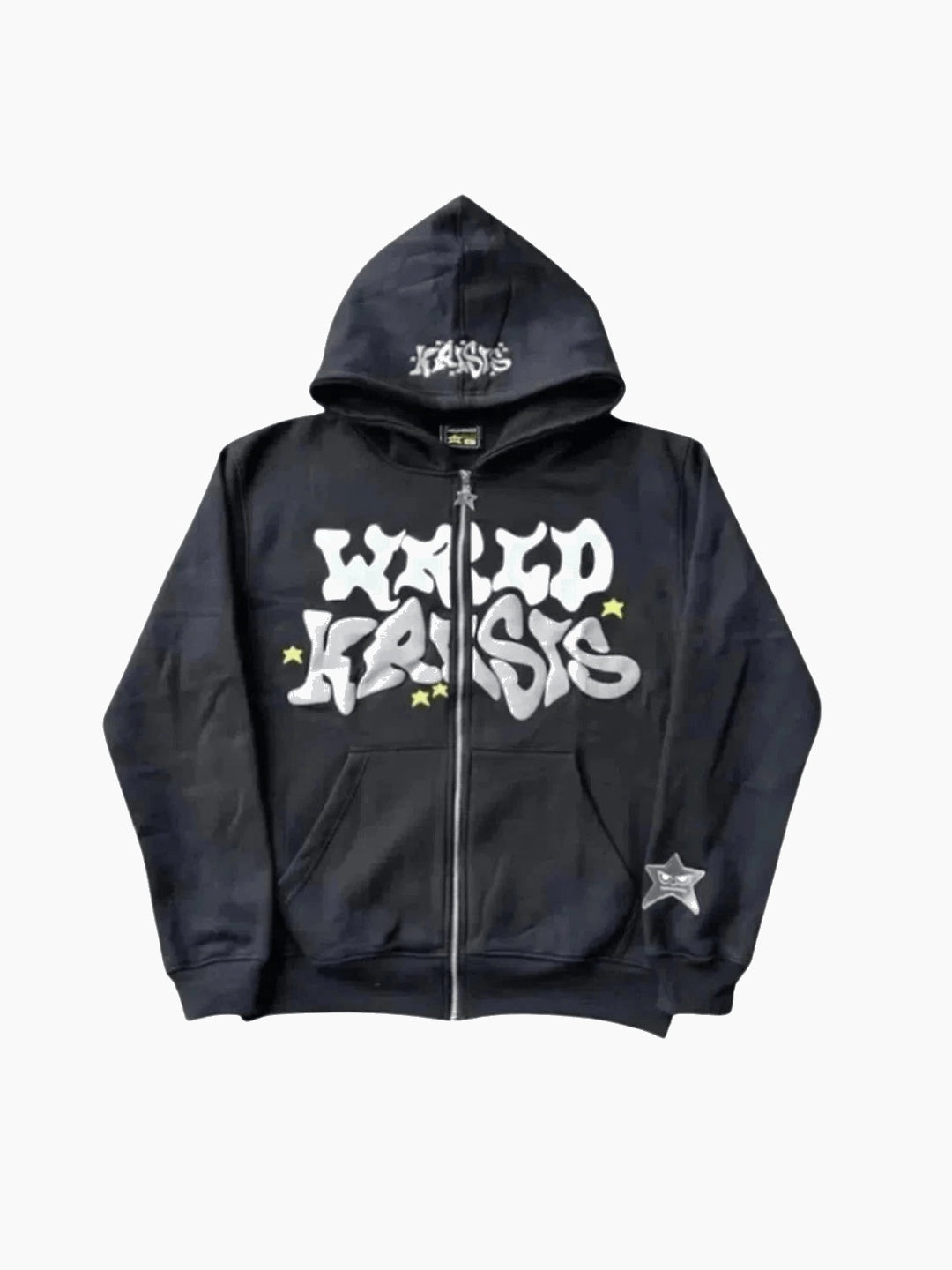 Graphic Puff Print Zip-Up Hoodie