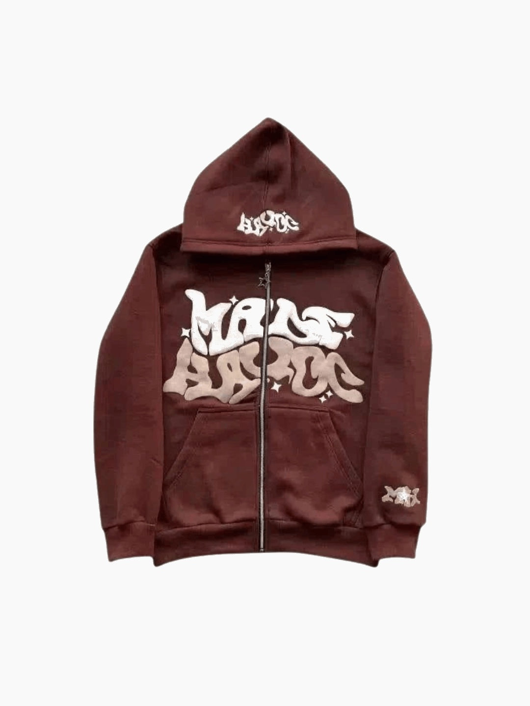 Graphic Puff Print Zip-Up Hoodie