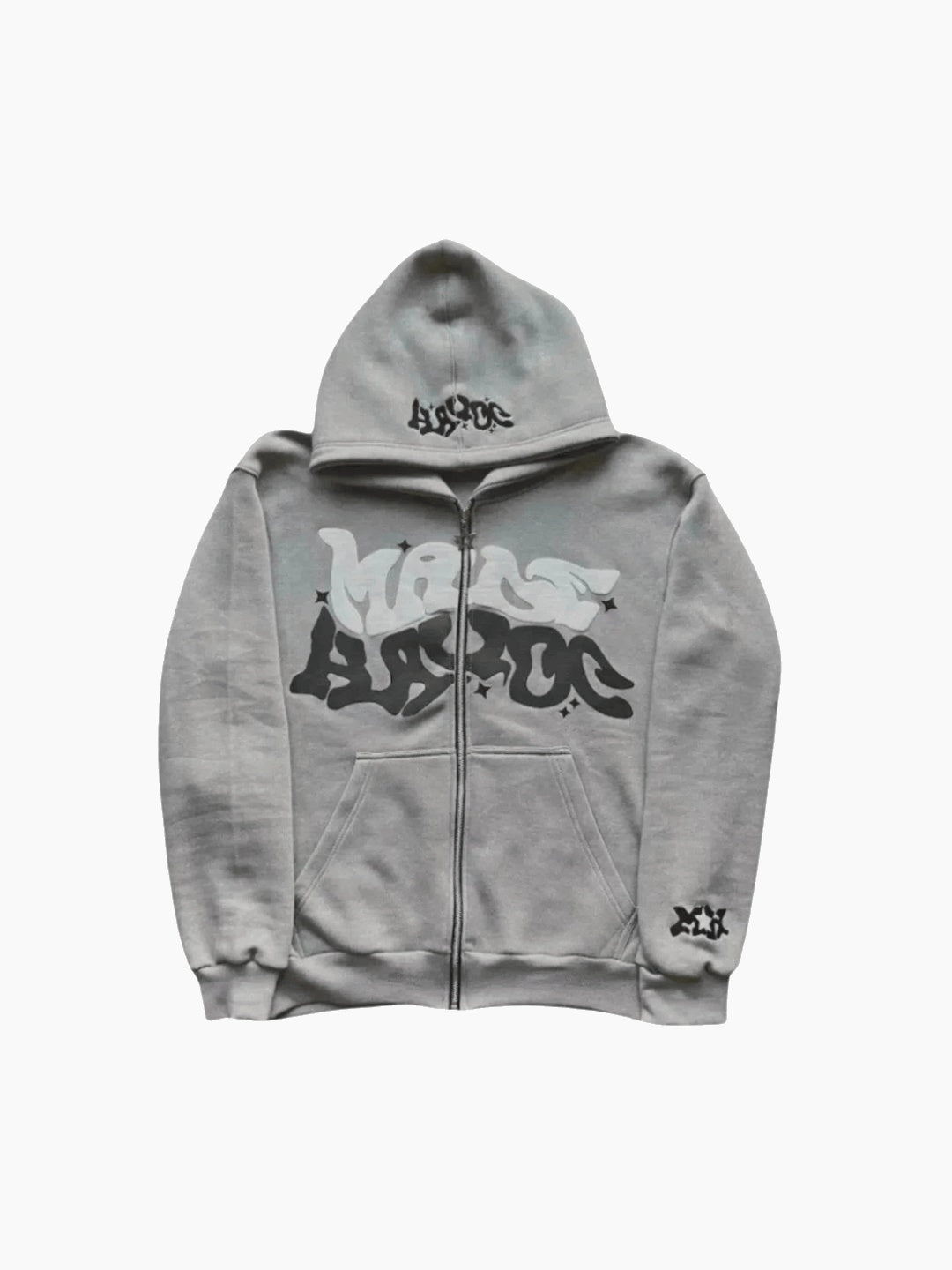 Graphic Puff Print Zip-Up Hoodie