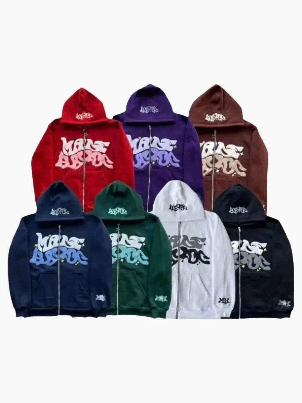 Graphic Puff Print Zip-Up Hoodie