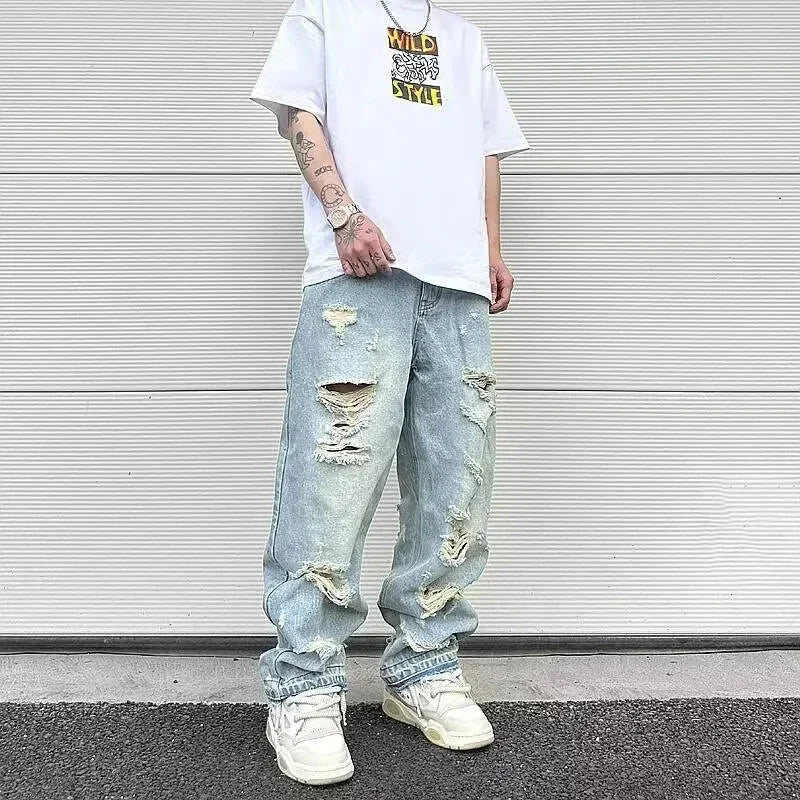 Straight-leg Jeans Ripped - Valento Fashion - Strada Fashion