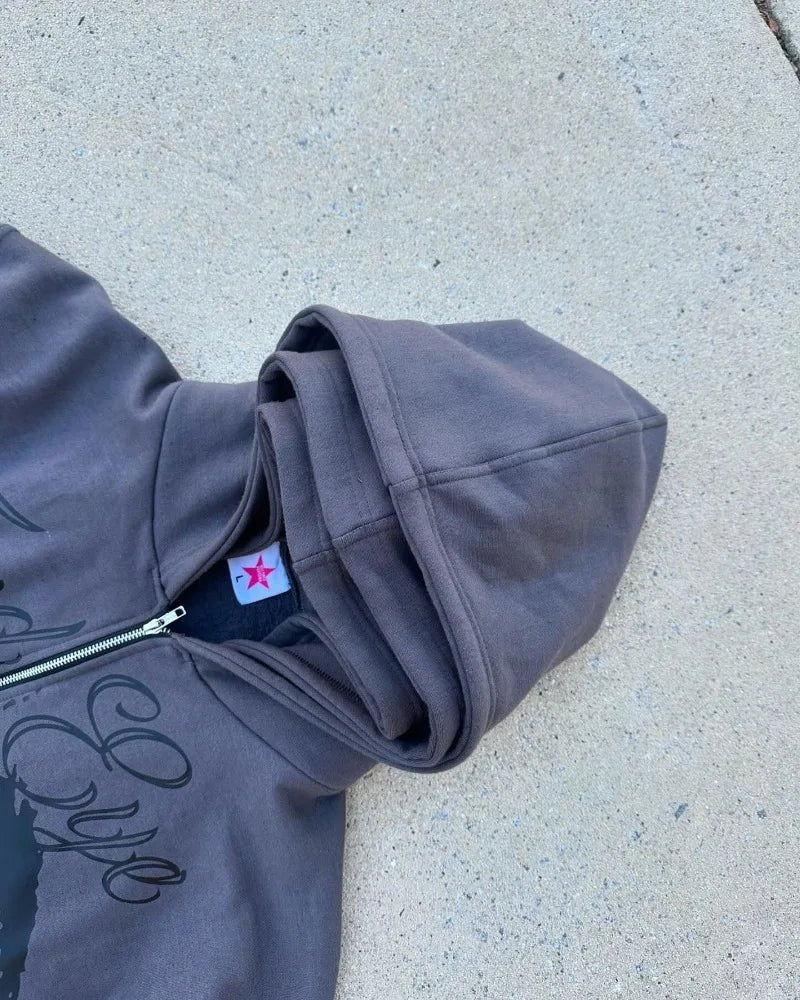 'Third Eye' Zipped Hoodie - Strada Fashion